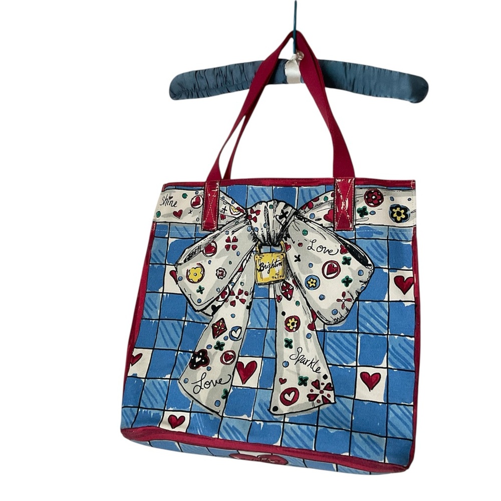 Brighton Colorful Tote Bag with Bow Accent canvas